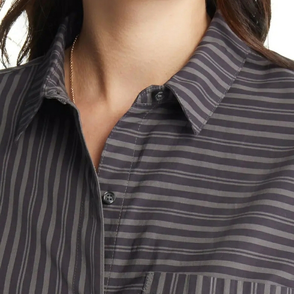 NWT Treasure & Bond Oversized Gray Stripe Button Up Size S - Picture 4 of 16